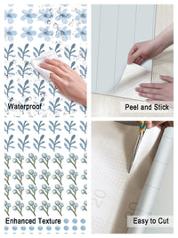 Blue Floral Bunny Nursery Wall Decals with Wainscoting Panels