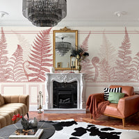 Wall Panel Red Fern Leaf Wallpaper Mural
