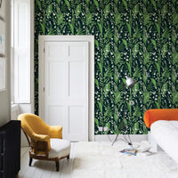 Vintage Floral Wallpaper Peel and Stick Wallpaper Green Leaf Lily of The Valley Botanical Wallpaper Self Adhesive Removable for Renter Friendly 480" X 17.3"