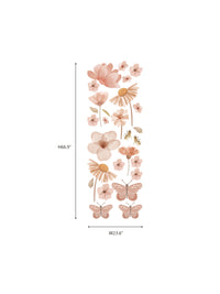 Blush Floral Butterfly Nursery Peel and Stick Wall Decals | ZeekoHome