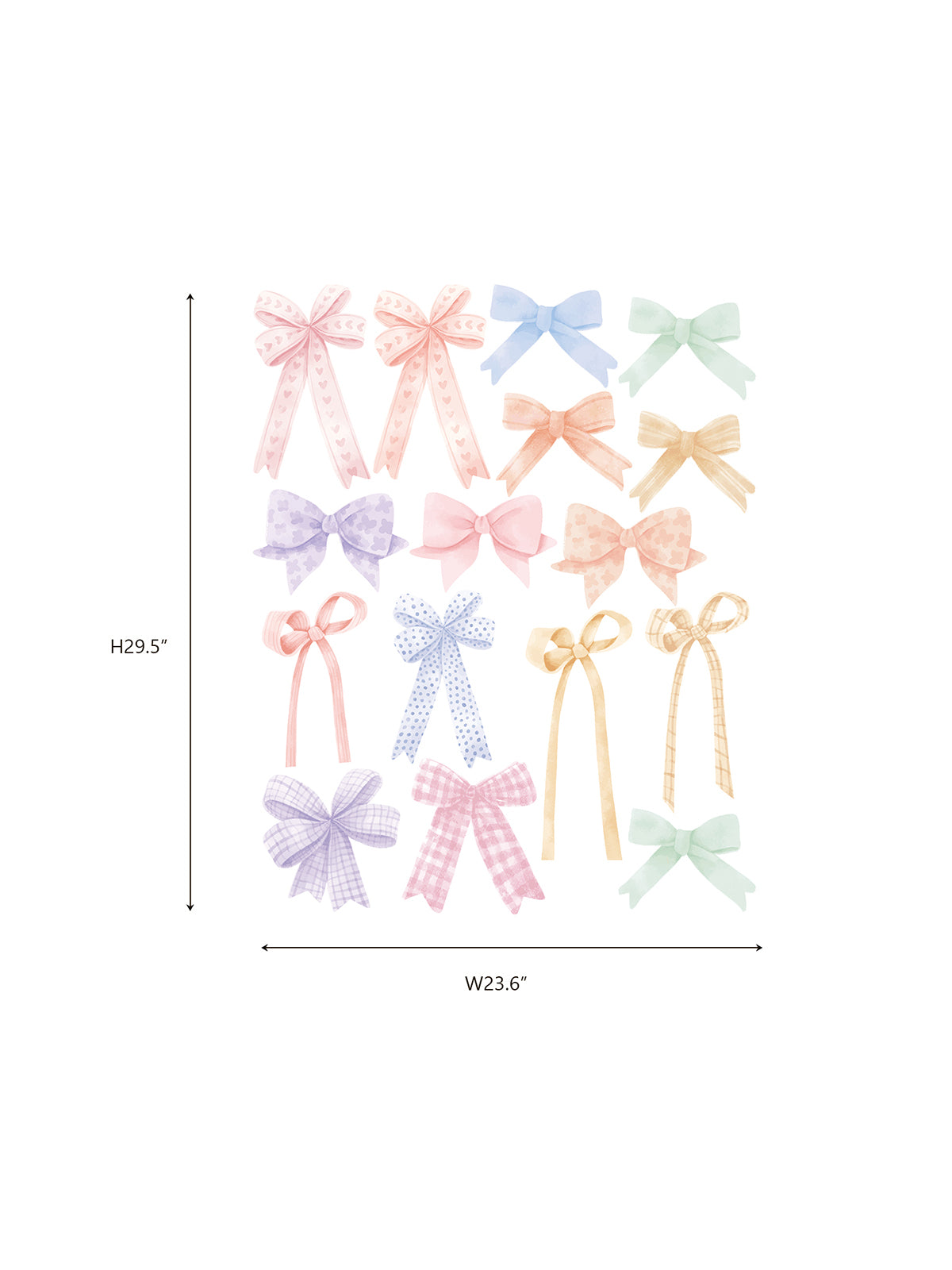 ZeekoHome Pastel Bow Nursery Peel and Stick Wall Decals