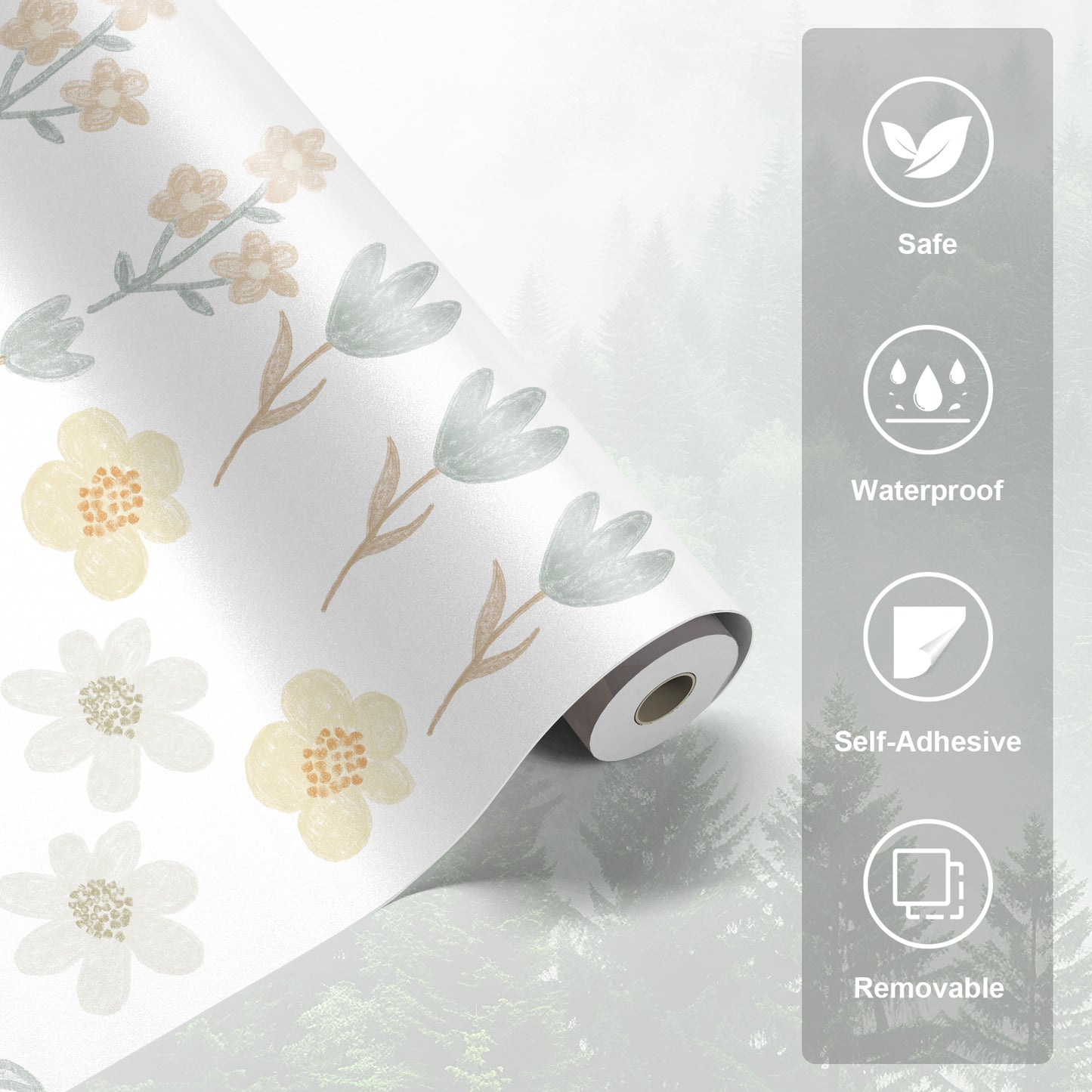 Peel and Stick Wall Border Decals Scalloped Trim Floral Wall Decals for Nursery & Girls Room