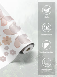 Children's Room Blush Scallop Fence Peel and Stick Wall Decals Set Butterfly & Floral Wall Stickers