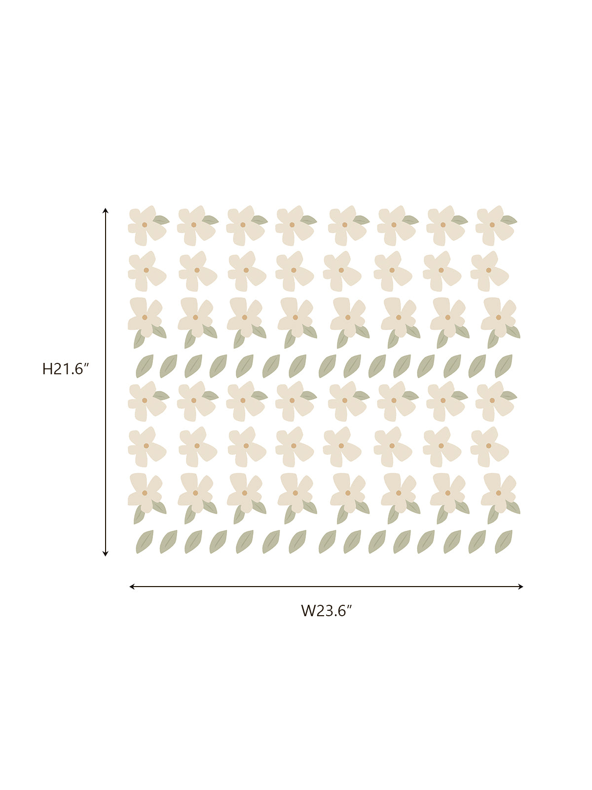 Sage Green Wall Panel and Floral Decal Set with Wooden Frames and Wavy Trim