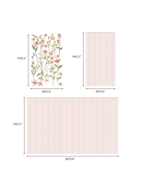 Children's Room Blush Pink Peel & Stick Wainscoting Sticker Kit Watercolor Wildflower Butterfly Wall Decals