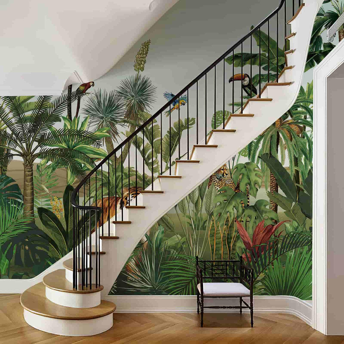 Animal Tiger in the Jungle Green Wallpaper Mural