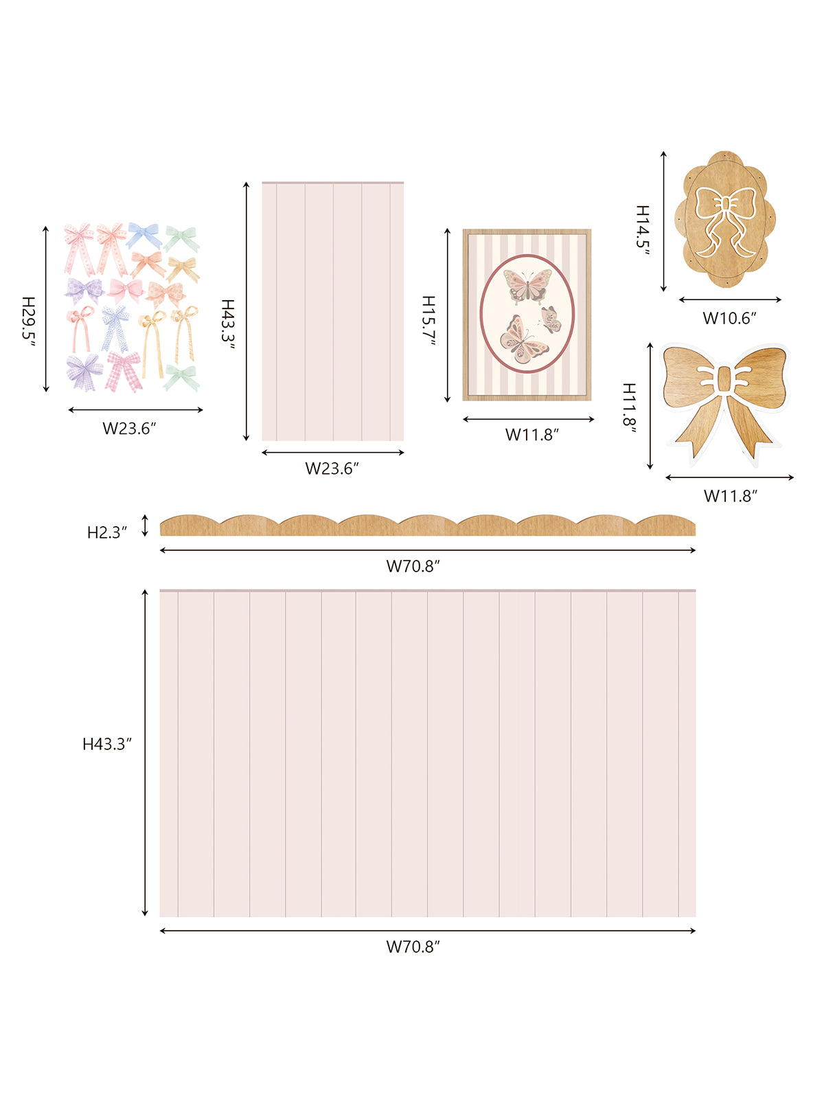 ZeekoHome Pastel Bow Nursery Peel and Stick Wall Decals