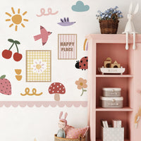 Playful Garden Wall Decals 4-Piece Set for Happy Room Décor