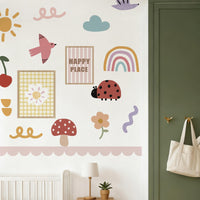 Playful Garden Wall Decals 4-Piece Set for Happy Room Décor