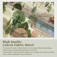 Close-up of high-density canvas fabric used for scenic wall mural printing