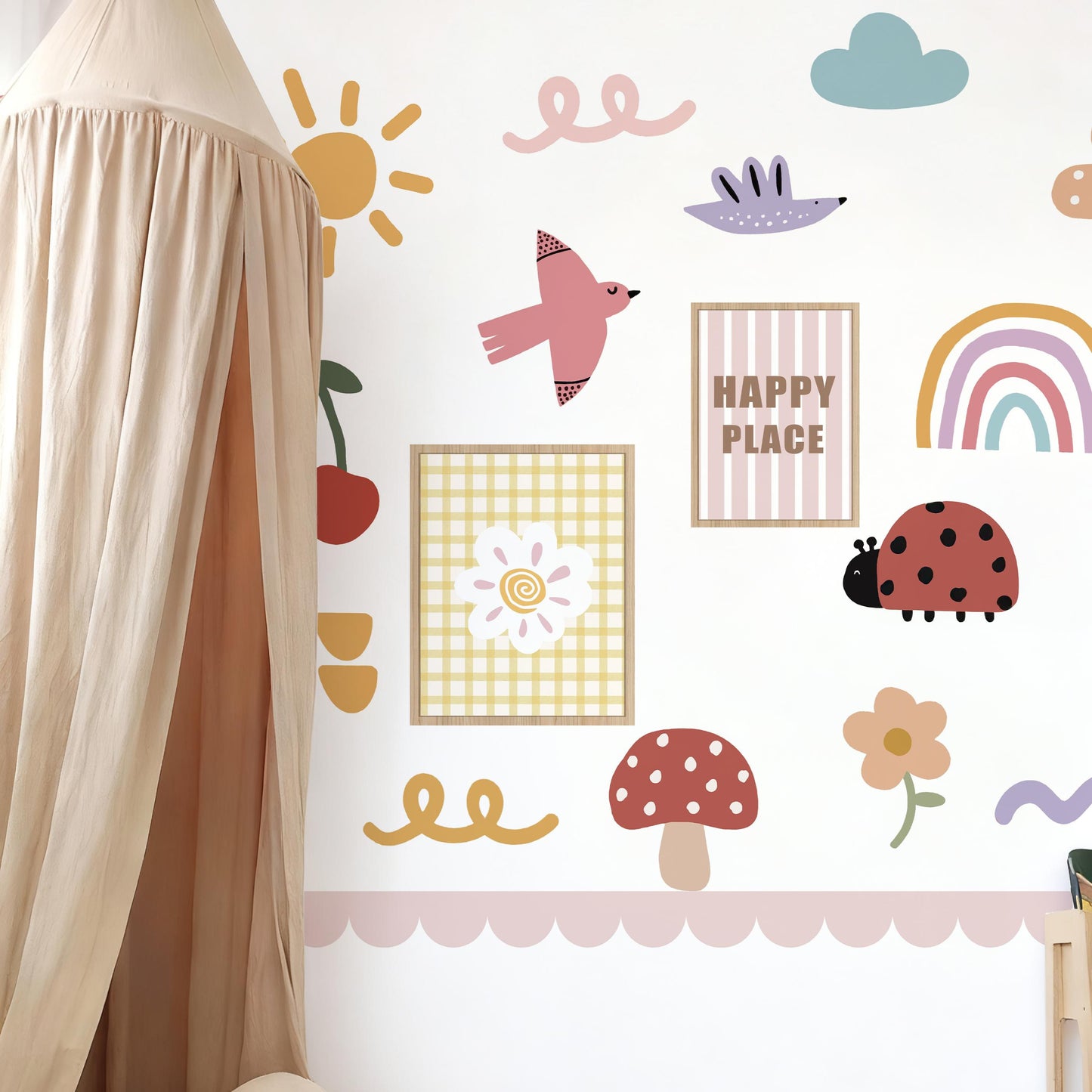 Playful Garden Wall Decals 4-Piece Set for Happy Room Décor