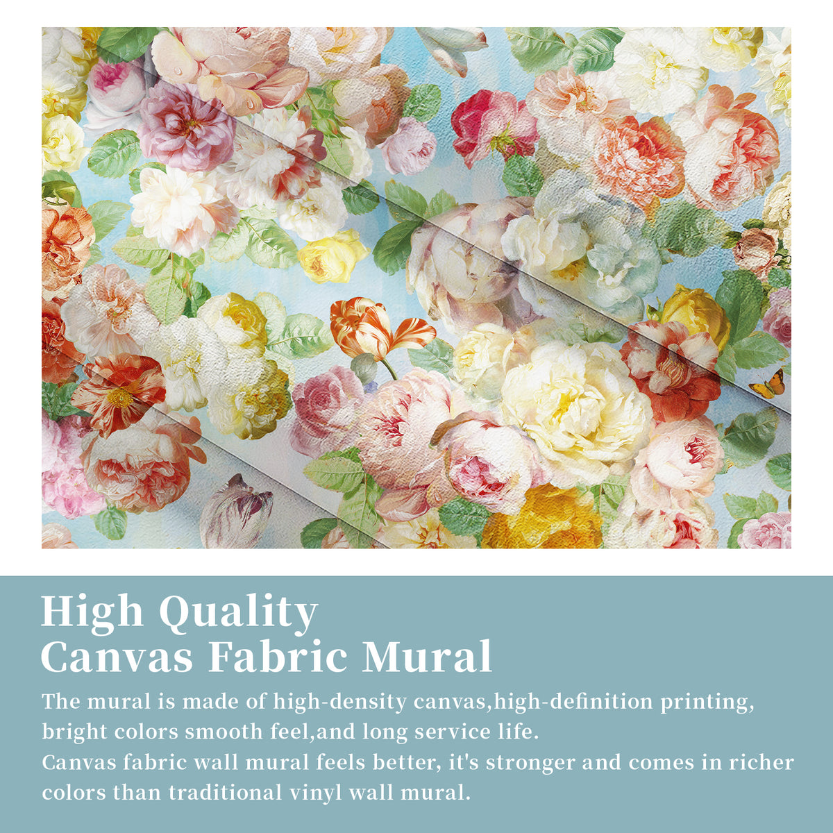 Canvas material information for the Floral Love Salute botanical wallpaper mural
