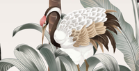 tropical jungle wall mural, crane wallpaper, botanical mural, vintage tropical mural, large wall art, nature scene wallpaper
