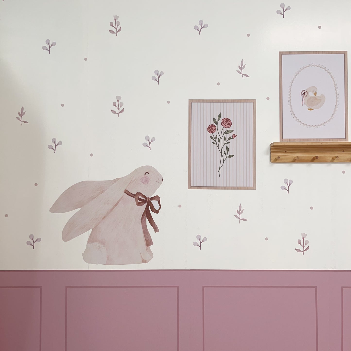 Pastel Canvas Bunny Nursery Peel and Stick Wall Decal Set | ZeekoHome