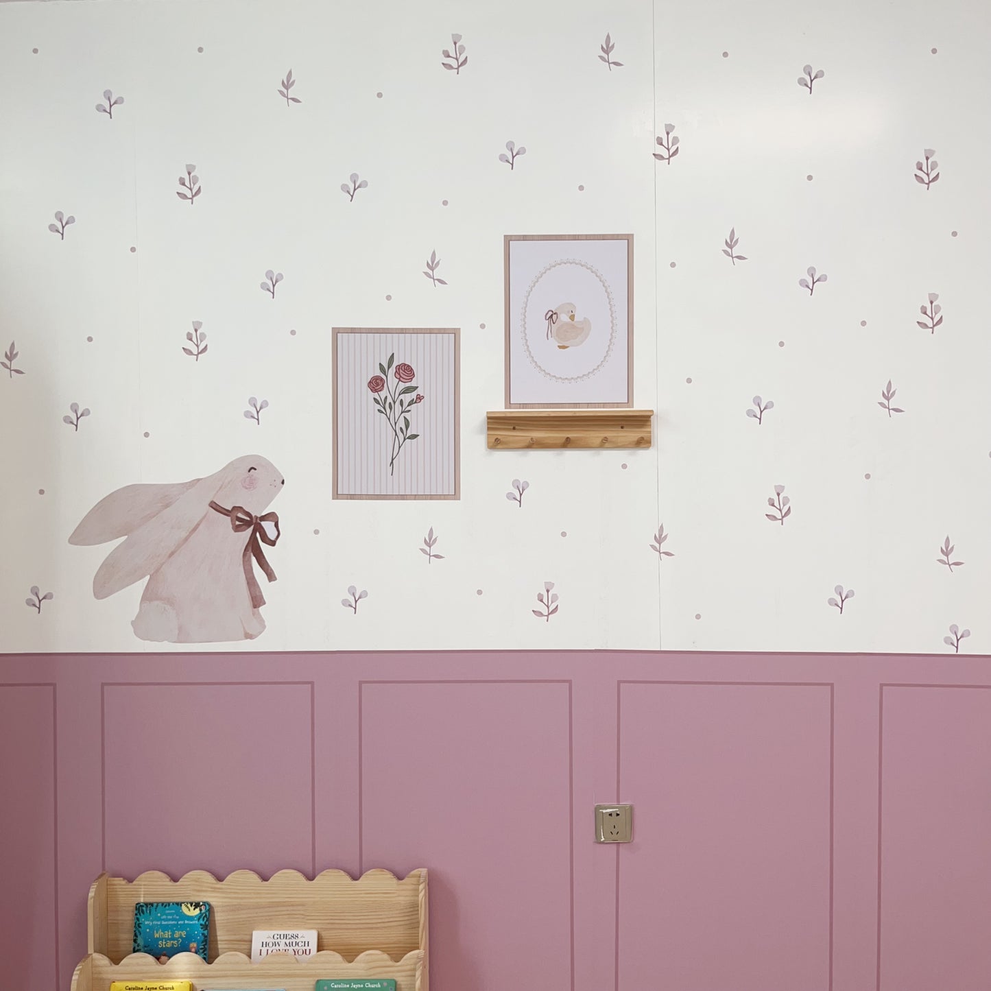 Pastel Canvas Bunny Nursery Peel and Stick Wall Decal Set | ZeekoHome