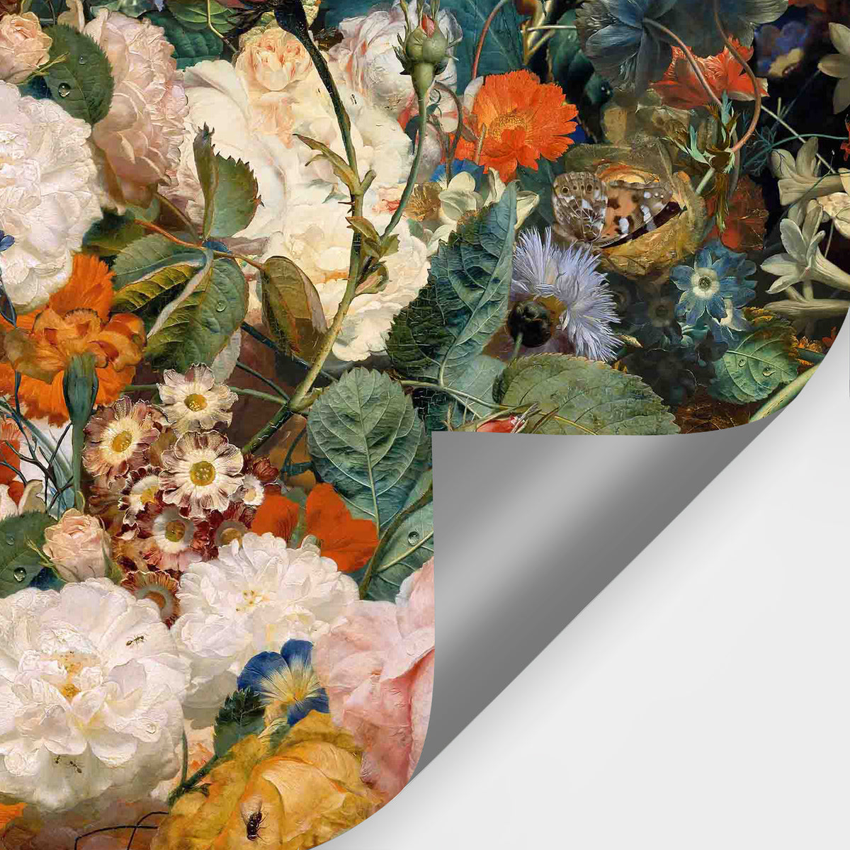 Self adhesive backing layer of removable botanical wall mural wallpaper