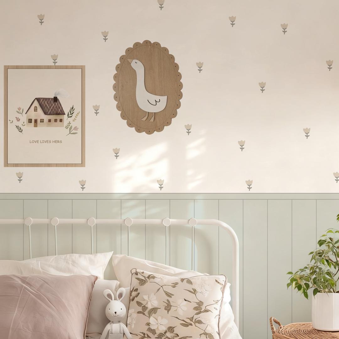 Sage Green Goose Nursery Peel and Stick Wall Decals | ZeekoHome