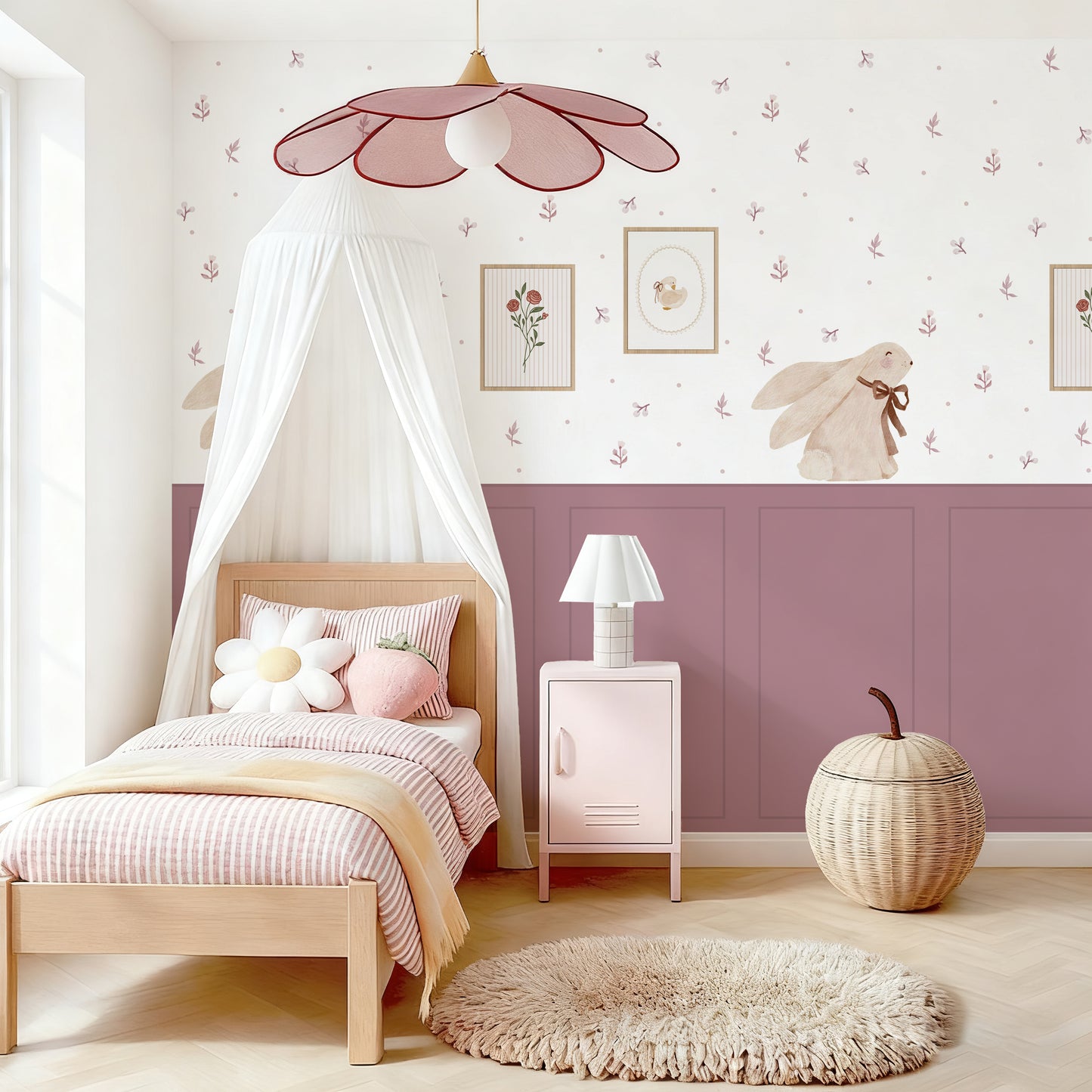 Pastel Canvas Bunny Nursery Peel and Stick Wall Decal Set | ZeekoHome