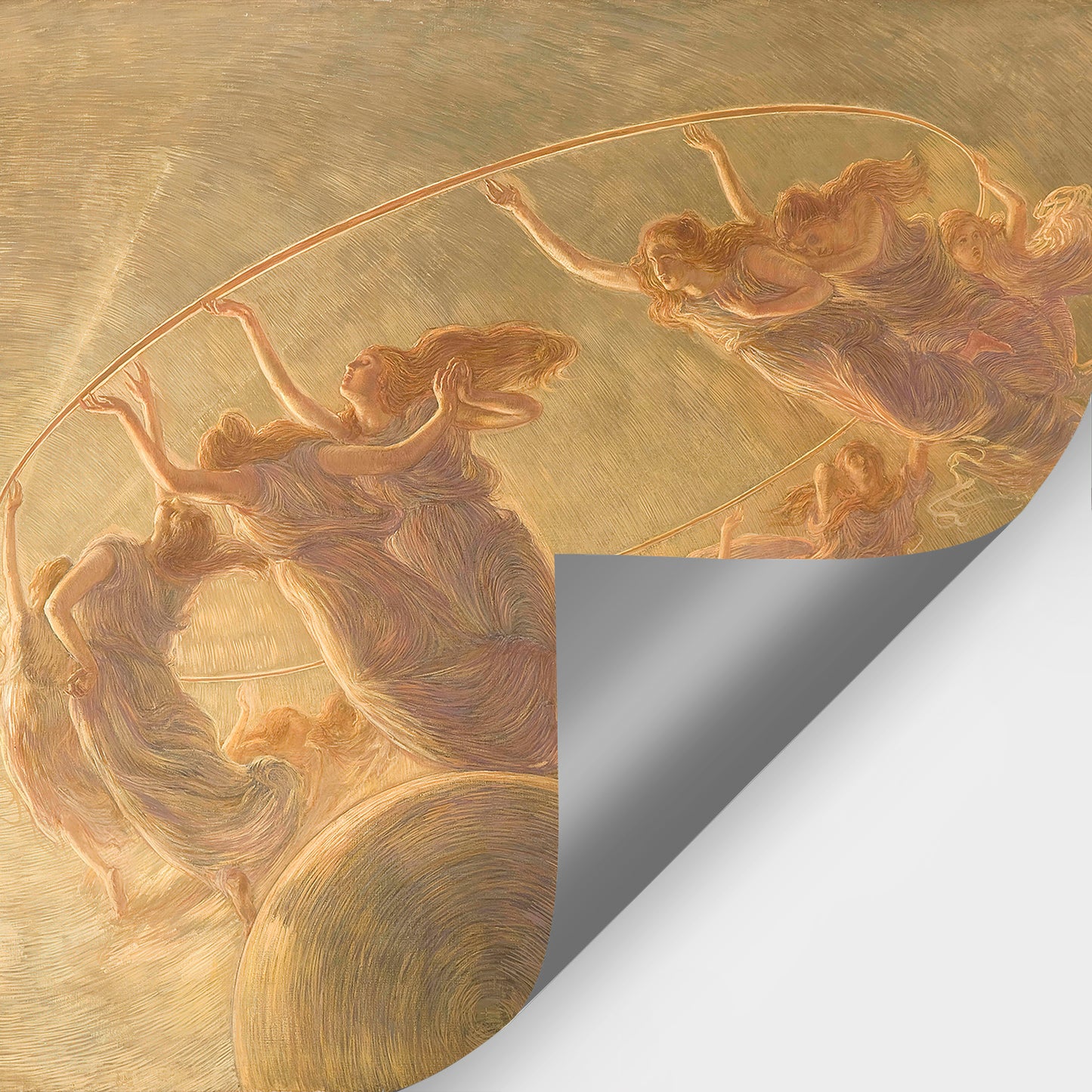 Zeeko Large Wall Mural Beige Figures Canvas Painting Wallpaper 148" W x 110" H The Dance of The Hours Mural Art Murals