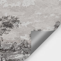 Fixed size：Vintage Susuno Jungle Gray Wallpaper Mural