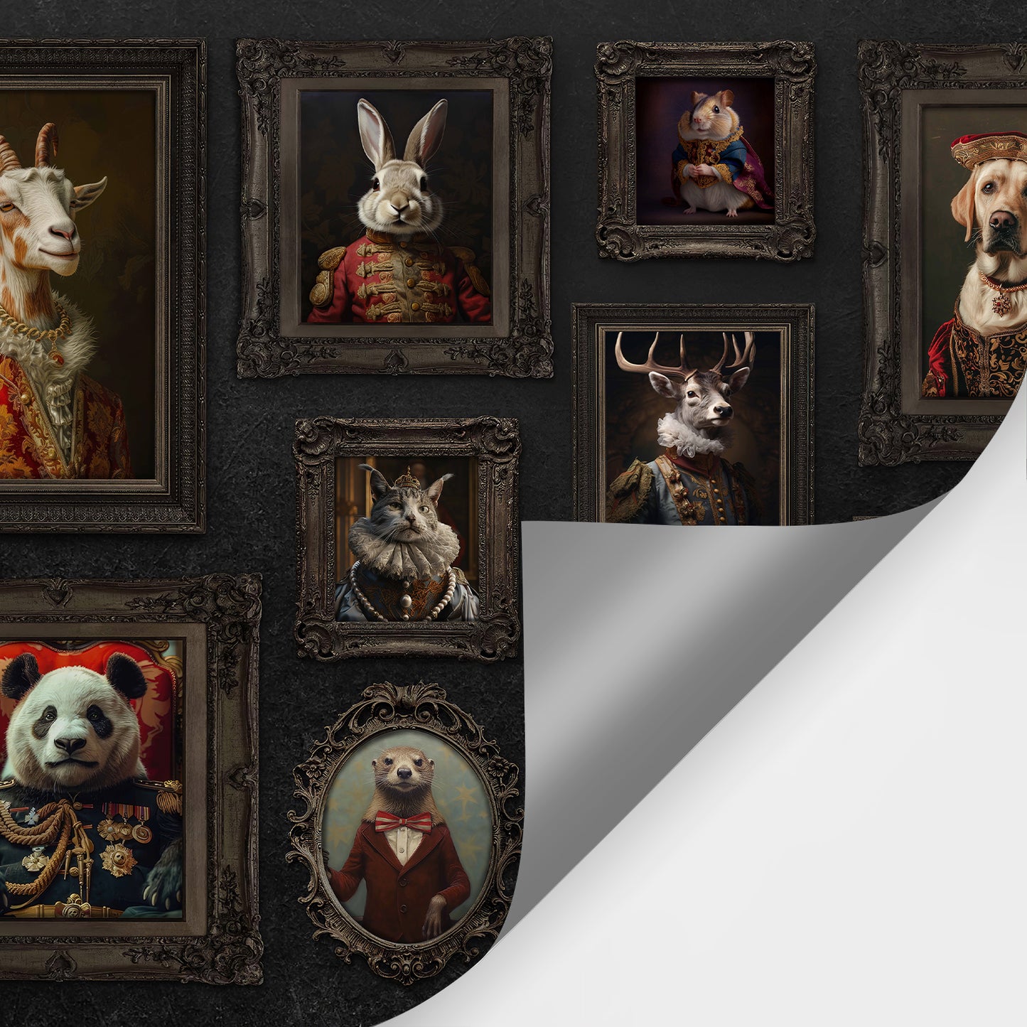 Animal Picture Frame Aristocrat Wallpaper Mural