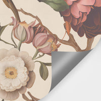 Fixed size：Vintage Yellow Floral Bird Wall Murals Peel and Stick Large Canvas