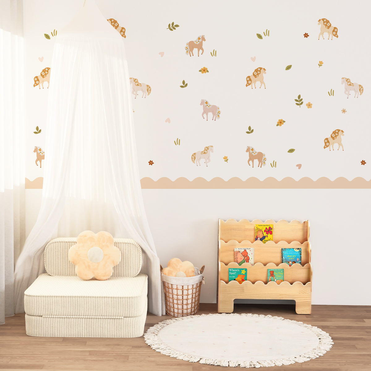 Boho Floral Pony Nursery Peel and Stick Wall Decals