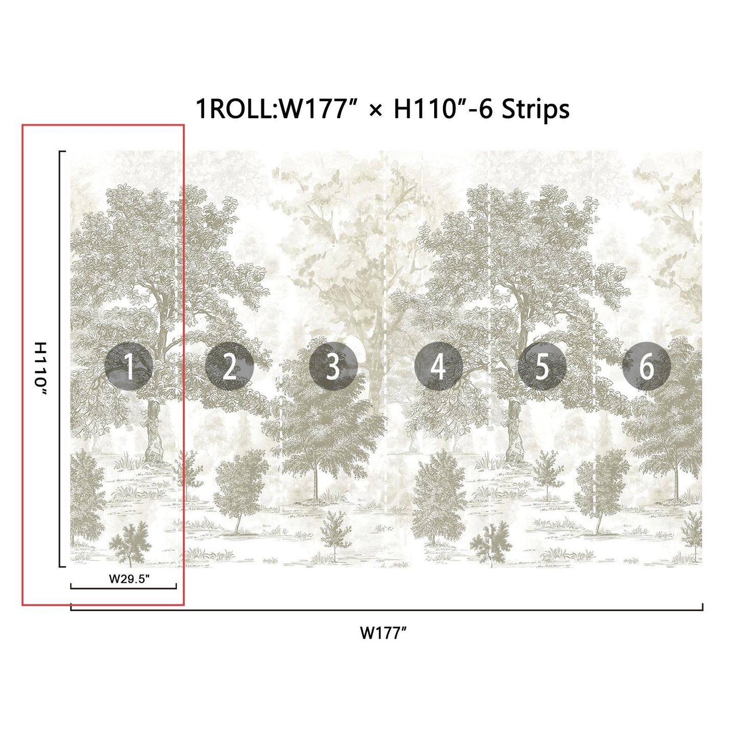 Special link-first strip of the Forest Vintage Wallpaper Mural