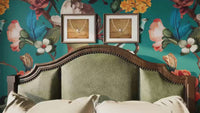 Blue Floral Wallpaper Mural Dark Botanical Wall Decor for Living Room