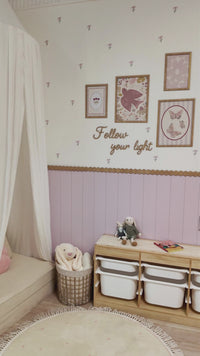Pink Peel and Stick Wall Panel Set with Wooden Frames Wooden Letters and Floral Decals for Girls Room