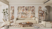 Yellow Floral Wallpaper Mural Vintage Botanical Wall Decor for Bedroom